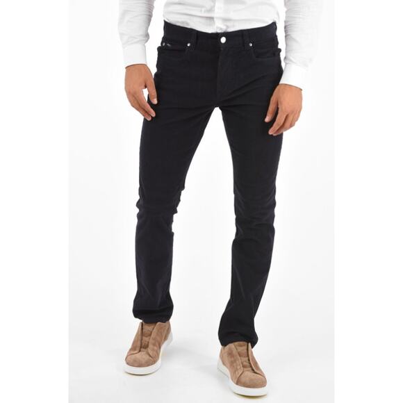 Ermenegildo Zegna Straight Leg Corduroy Casual Pants Cotton Black Mens Size 36'' - Picture 1 of 6